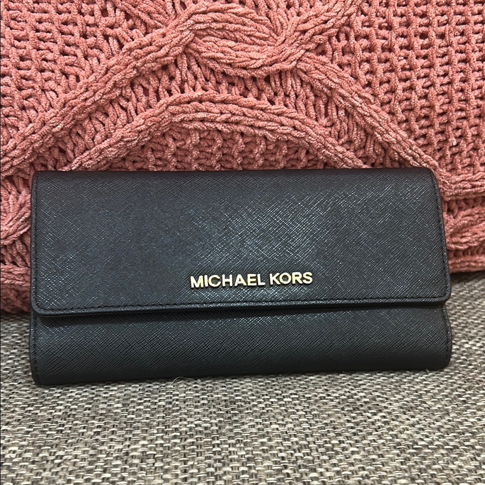Michael Kors Black Leather Wallet or Clutch